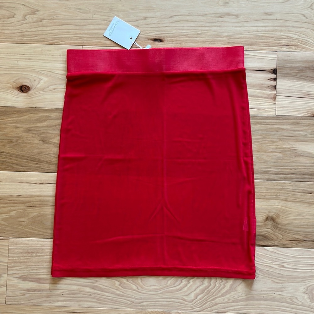 NWT MANGO POP Red Mesh Skirt or Swim Cover Up | Size Medium